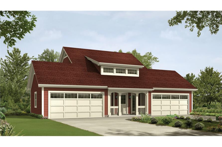 1-Bedroom, 1026 Sq Ft Garage w/Apartments House Plan - 138-1235 - Front Exterior