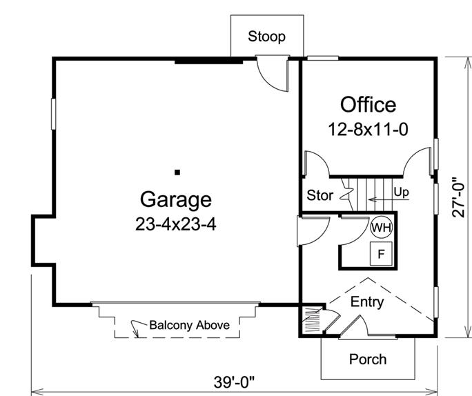 Garage w/Apartments Home Plan - 1 Bedrms, 1 Baths - 1028 Sq Ft - #138-1278