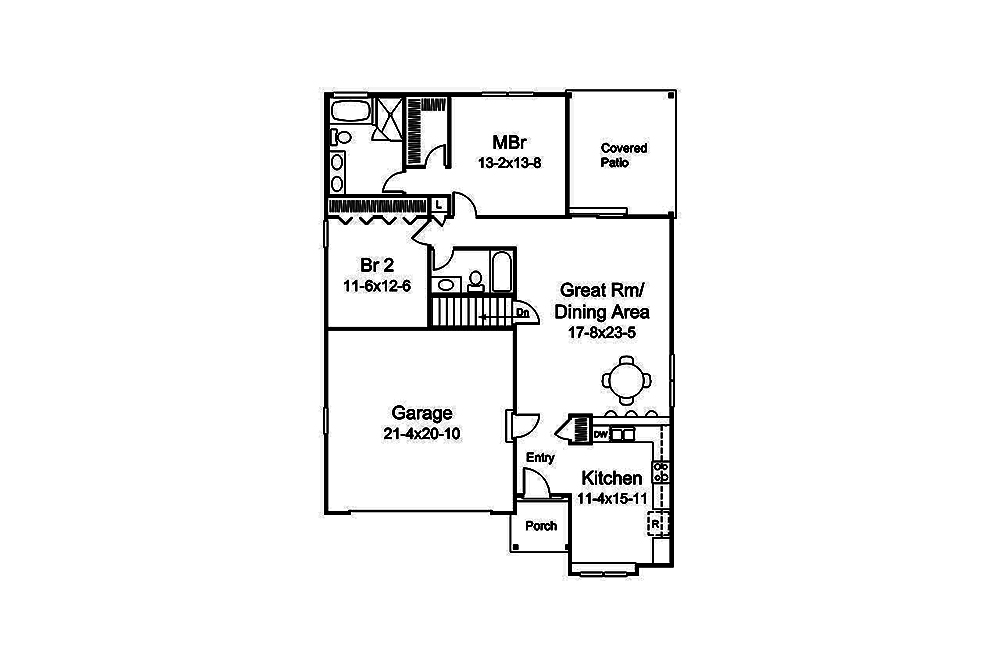 2 Bedrm, 1366 Sq Ft Country House Plan #138-1343