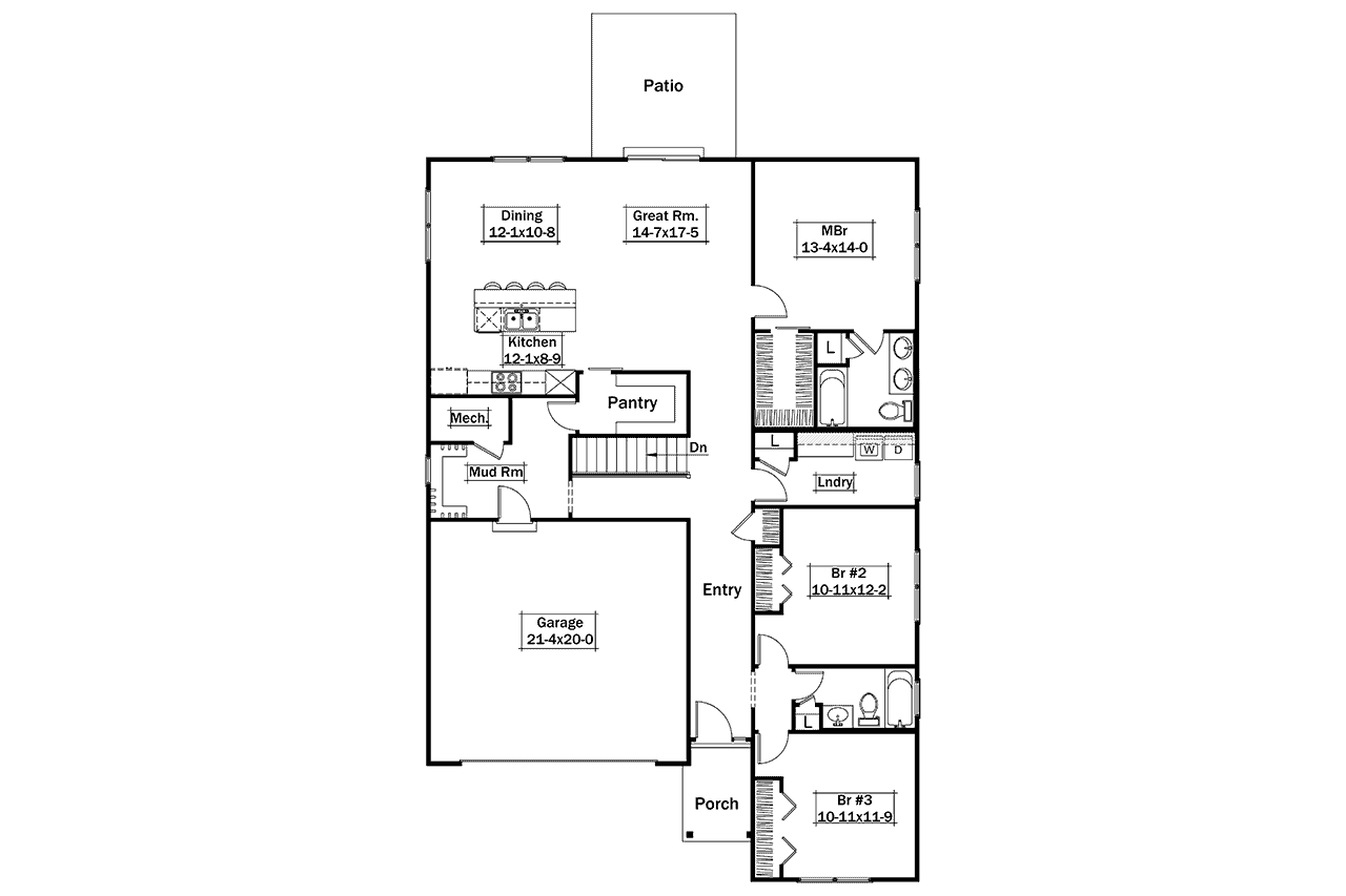 Country House Plan - 3 Bedrms, 2 Baths - 1762 Sq Ft - #138-1430