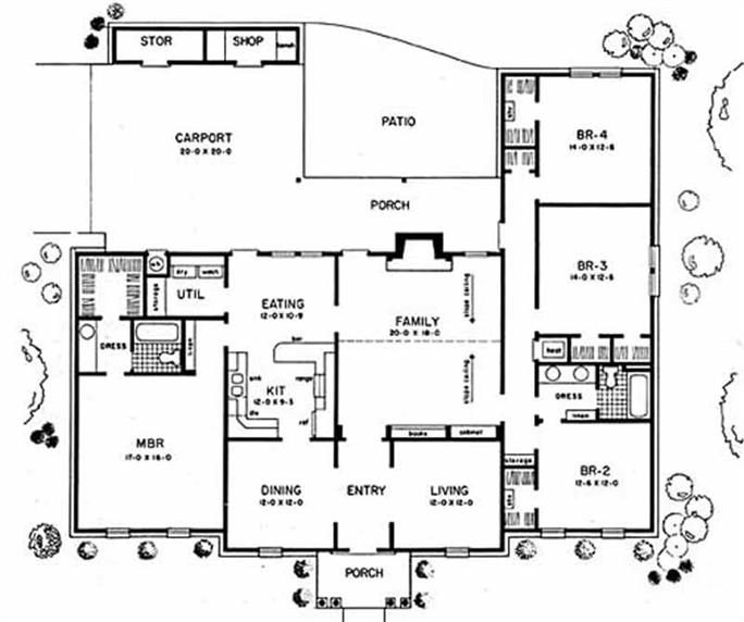 Ranch House Plan - 4 Bedrms, 2.0 Baths - 2,231 Sq Ft - Plan #139-1119