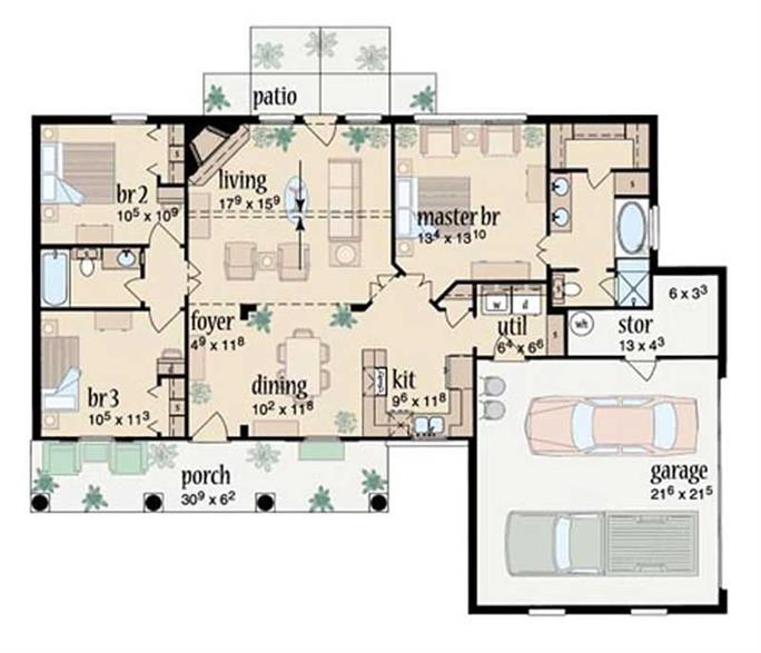 Farmhouse, Country, Ranch House Plans - Home Plan #139-1206