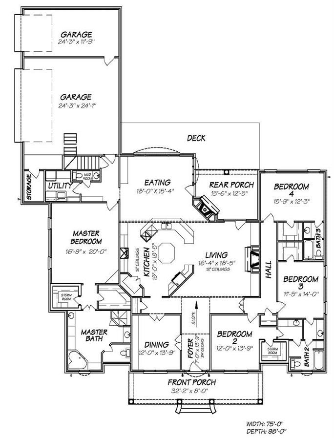 Country Houseplans Home Design 2046   2046 1 684 