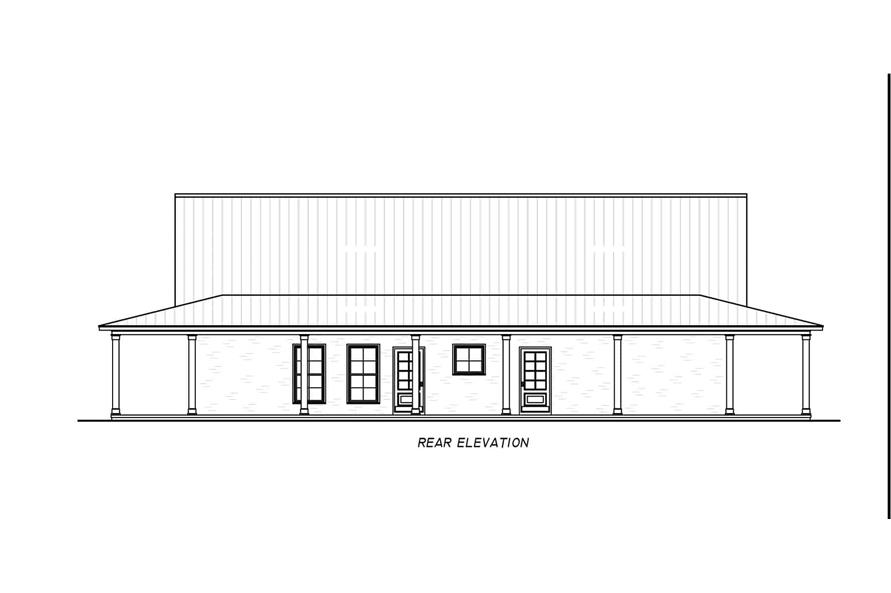 Home Plan Rear Elevation of this 3-Bedroom,1854 Sq Ft Plan -140-1132