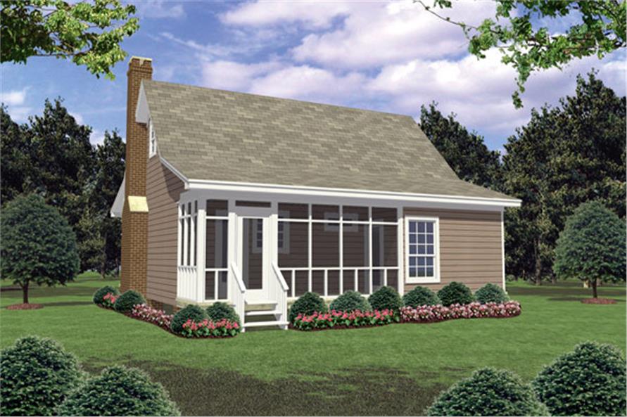 Home Plan Rear Elevation of this 2-Bedroom,800 Sq Ft Plan -141-1184