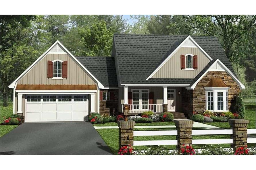 4-Bedroom, 2212 Sq Ft Country Home  Plan #141-1236 - Front Exterior