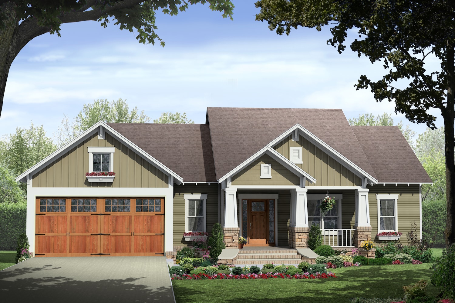 3 Bedrm 1509 Sq Ft Country Craftsman Ranch Plan With Porch