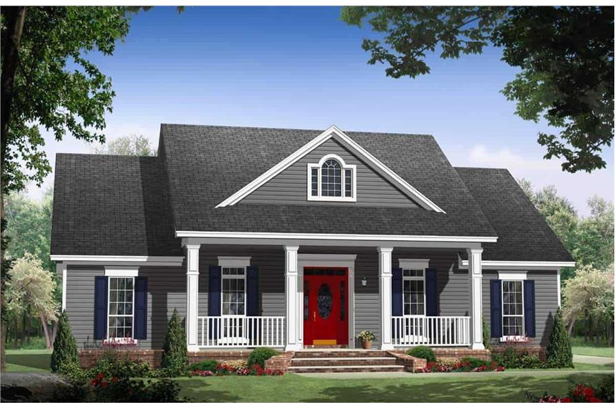 3-Bedroom, 1636 Sq Ft Country Home Plan - 141-1288 - Main Exterior