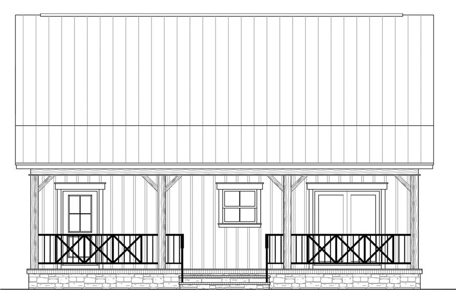 Home Plan Rear Elevation of this 2-Bedroom,1020 Sq Ft Plan -141-1335