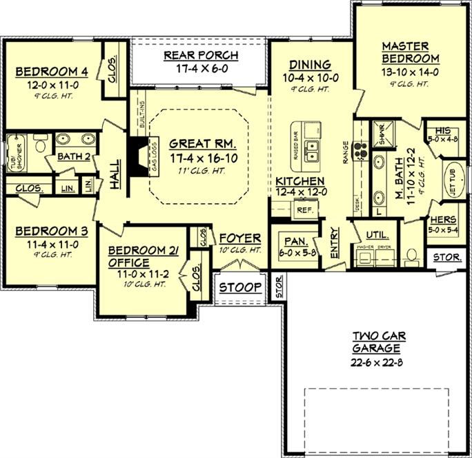 4 Bdrm, 1750 Sq Ft Acadian Home - House Plan #142-1072