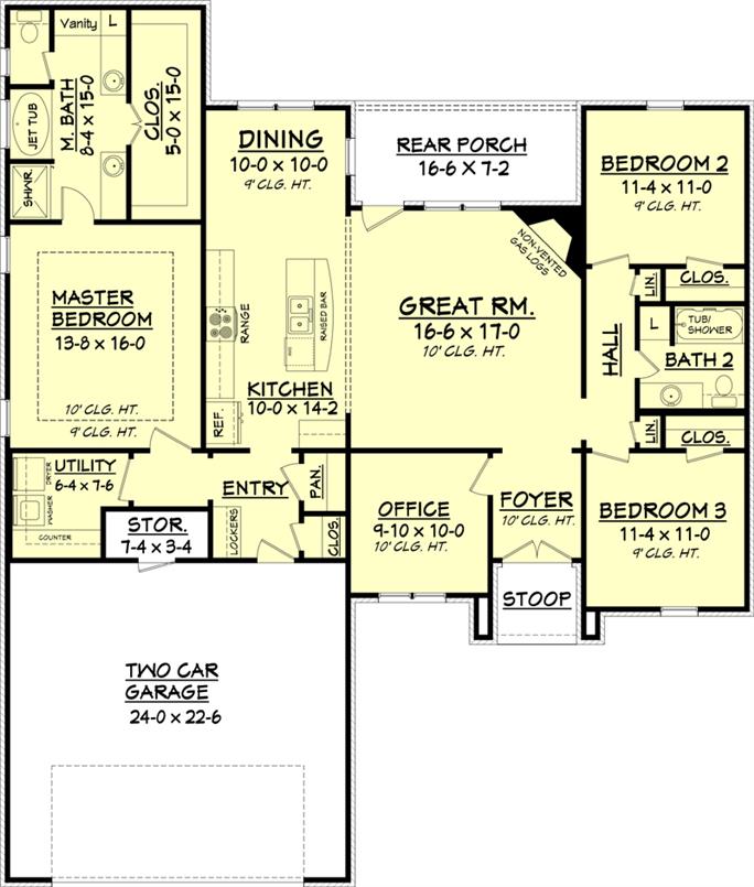 House Plan #142-1073: 3 Bdrm, 1,762 Sq Ft Acadian Home | ThePlanCollection