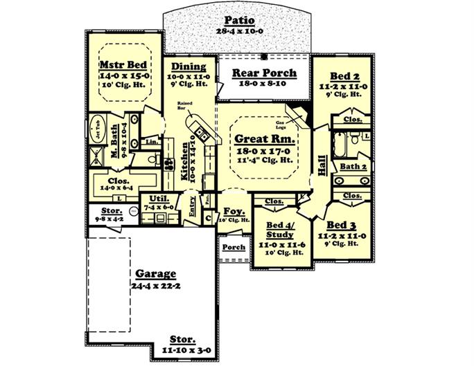 House Plan #142-1085: 4 Bdrm, 1,850 Sq Ft Acadian Home | ThePlanCollection