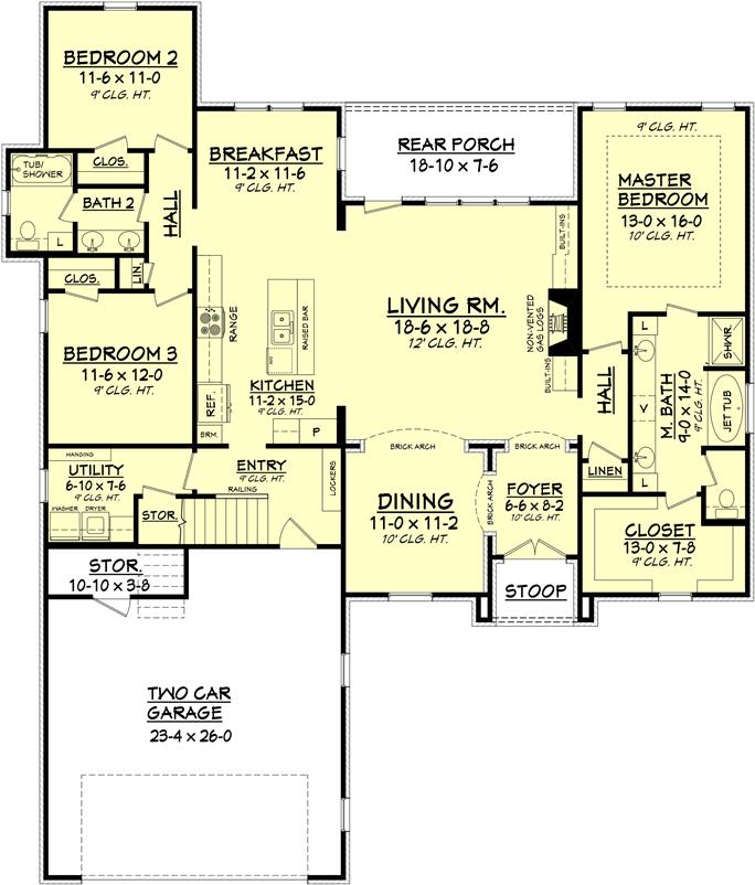 4 Bdrm, 2416 Sq Ft French Home With Split Layout - House Plan 142-1099