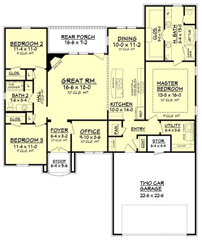 Traditional Home Plan - 3 Bedrms, 2 Baths - 1826 Sq Ft - #142-1137