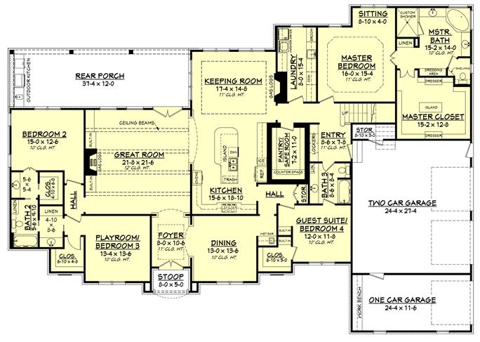 European House Plan #142-1141: 4 Bedrm, 3527 Sq Ft Home | ThePlanCollection