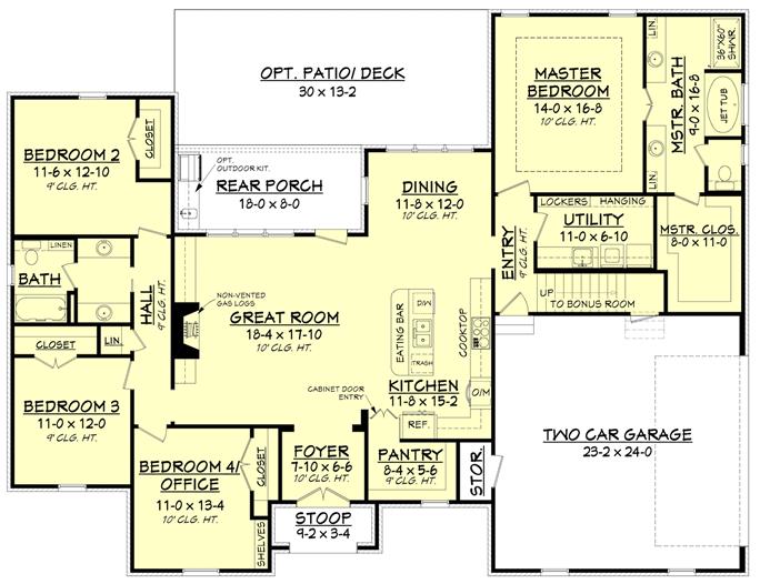 French Acadian House Plan #142-1154: 3-5 Bedrm, 2210 Sq Ft Home Plan