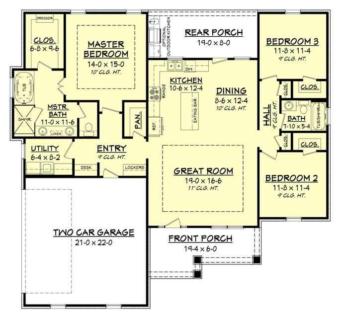 3 Bedrm, 1657 Sq Ft Transitional Craftsman House - Plan #142-1176