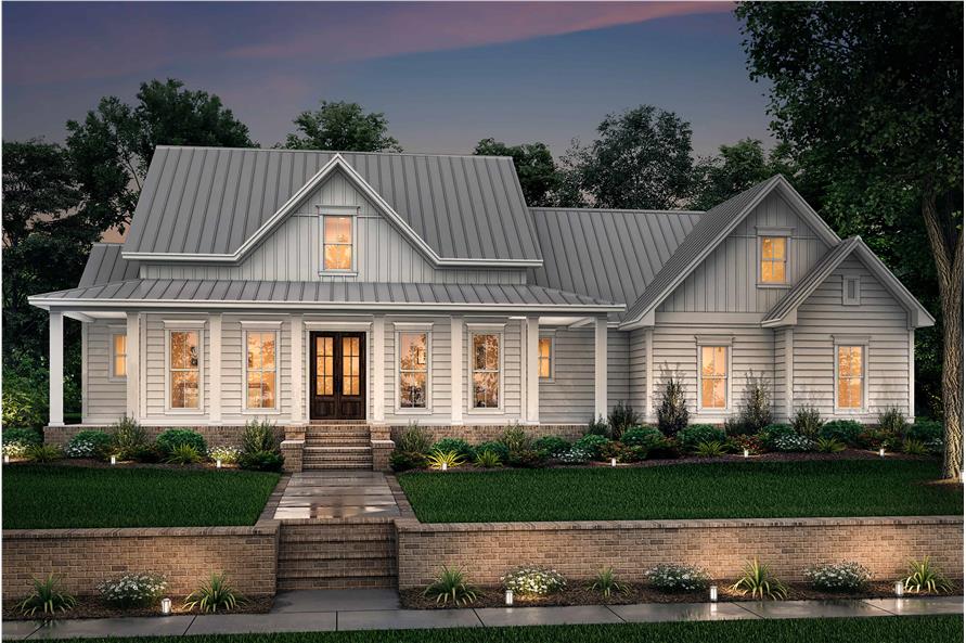 Transitional Modern Farmhouse Plan With Porch 3 Bed 2 5 Bath