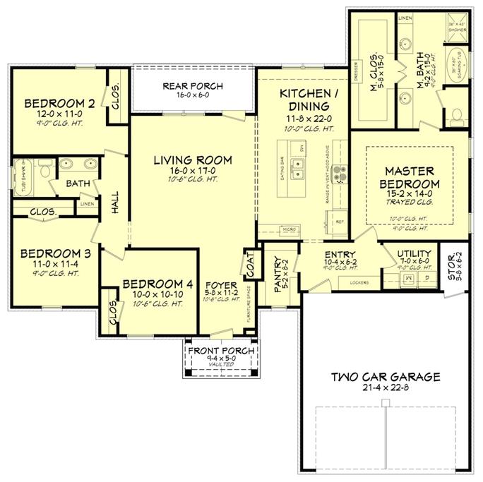 Traditional House Plan - 4 Bedrms, 2.5 Baths - 1875 Sq Ft - #142-1201