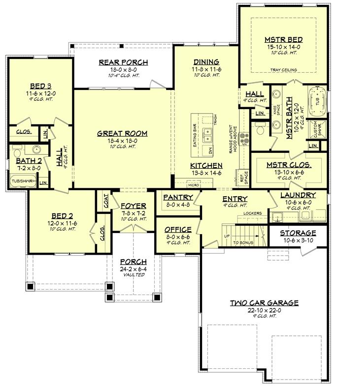 Farmhouse House - 3 Bedrms, 2 Baths - 2074 Sq Ft - Plan #142-1210