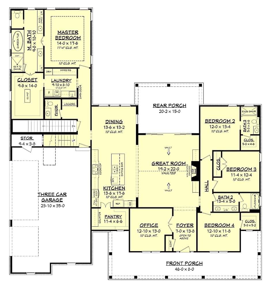 Farmhouse Style Home - 4 Bedrms, 3.5 Baths - 2926 Sq Ft - Plan #142-1220