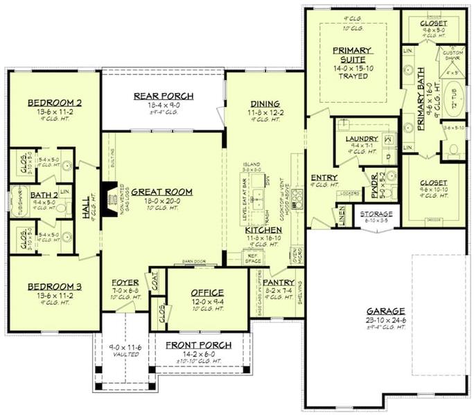 Contemporary Farmhouse - 3 Bedrms, 2.5 Baths - 2339 Sq Ft - Plan #142-1247