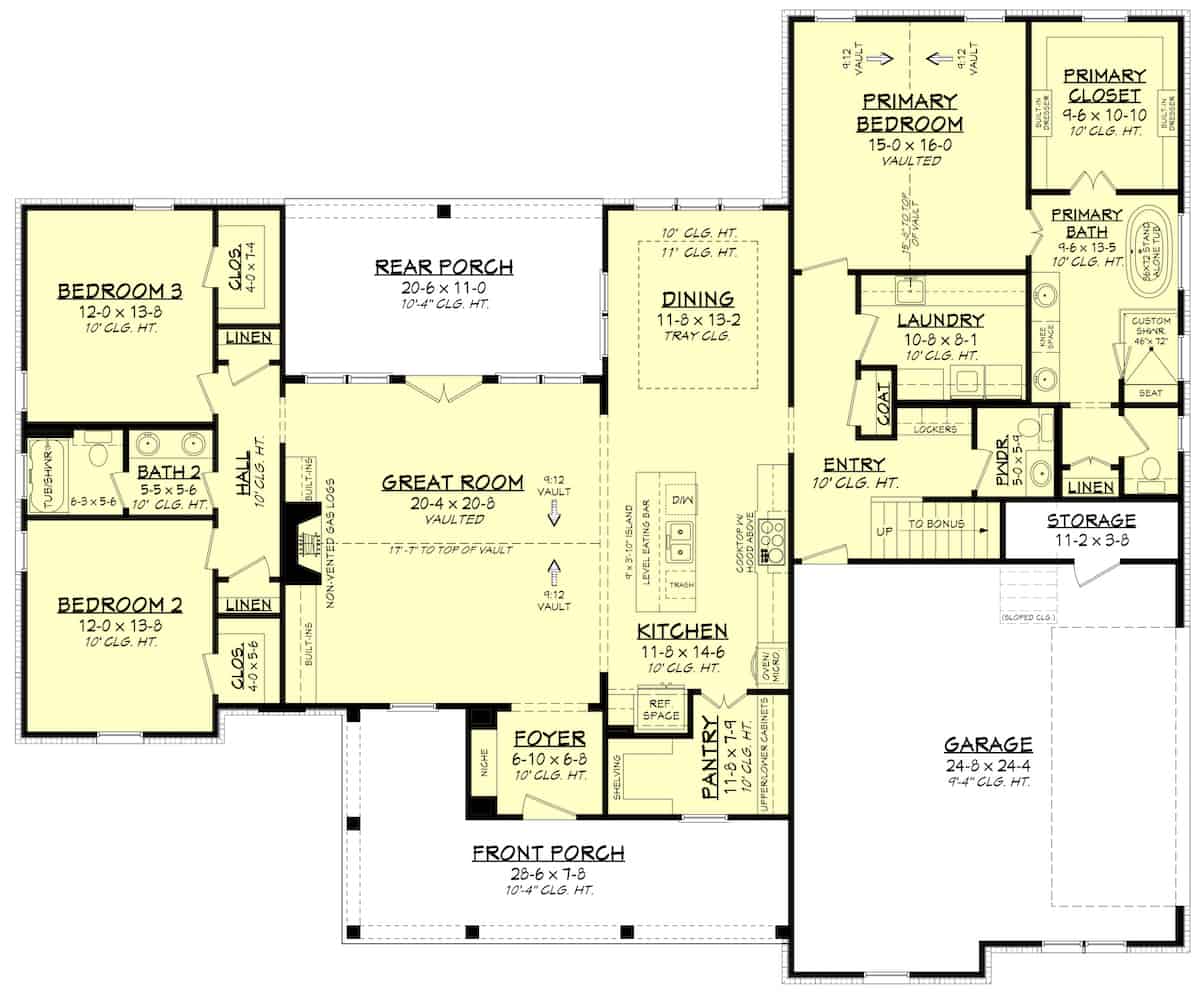 Farmhouse Home - 3 Bedrms, 2.5 Baths - 2431 Sq Ft - Plan #142-1254