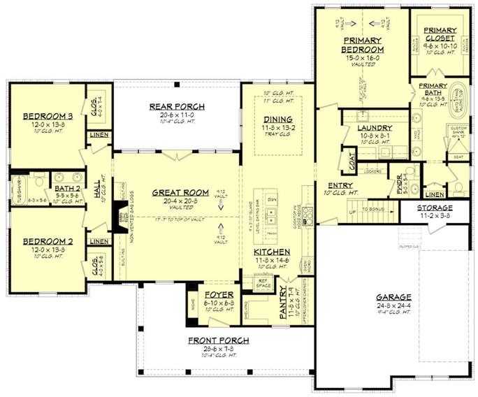 Farmhouse Home - 3 Bedrms, 2.5 Baths - 2431 Sq Ft - Plan #142-1254