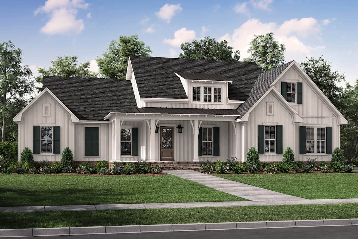 Farmhouse Home - 3 Bedrms, 2.5 Baths - 2431 Sq Ft - Plan #142-1254