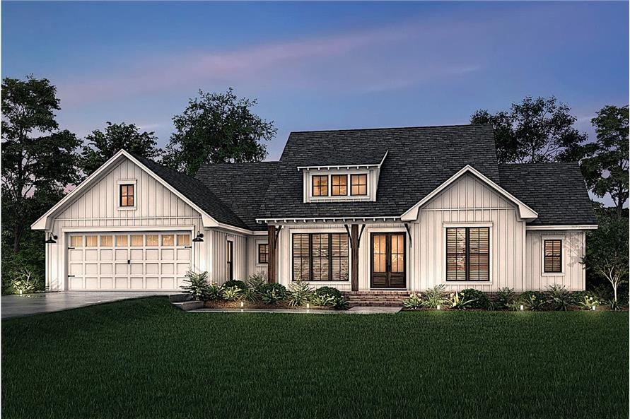 Home at Night of this 3-Bedroom, 2020 Sq Ft Plan - 142-1257