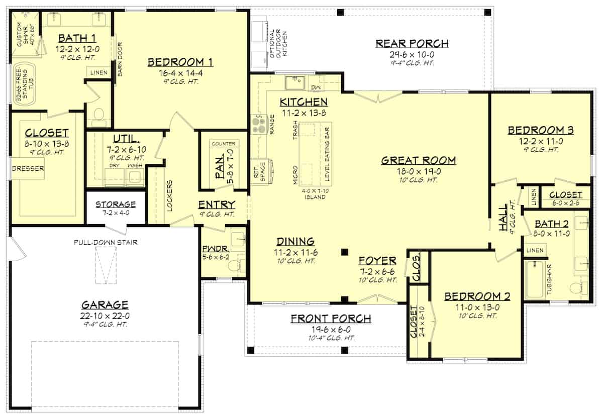 Modern Farmhouse - 3 Bedrms, 2.5 Baths - 2020 Sq Ft - Plan #142-1257