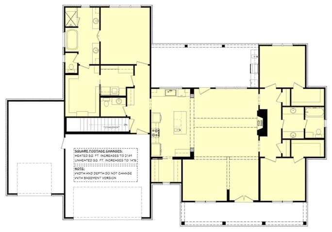 Ranch Style House - 3 Bedrms, 2.5 Baths - 2125 Sq Ft - Plan #142-1267