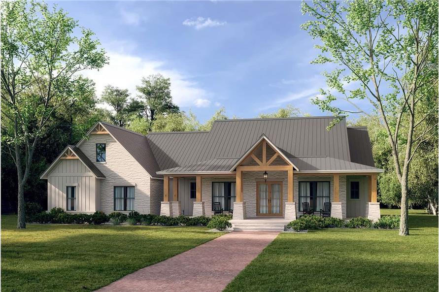 4-Bedroom, 2961 Sq Ft Ranch Home Plan - 142-1437 - Main Exterior