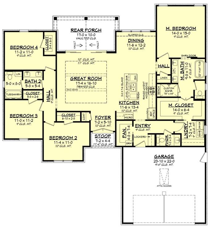 Traditional House Plan - 4 Bedrms, 2.5 Baths - 1999 Sq Ft - #142-1441