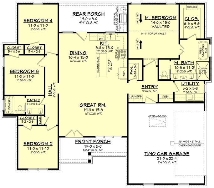 Transitional House Plan #142-1475: 4 Bedrm, 1800 Sq Ft Per Unit Home