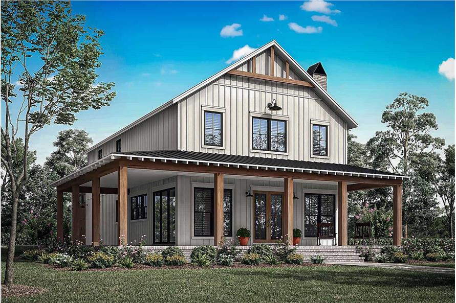 4-Bedroom, 2417 Sq Ft Modern Farmhouse Home Plan - 142-1476 - Main Exterior