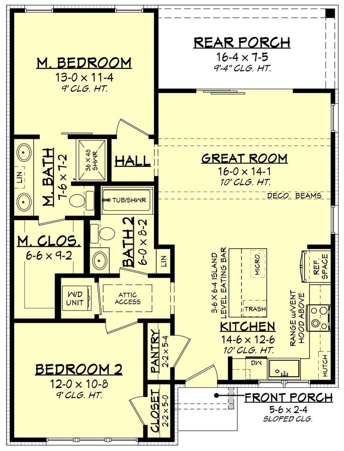 Modern Farmhouse House Plan - 2 Bedrms, 2 Baths - 1000 Sq Ft - #142-1478