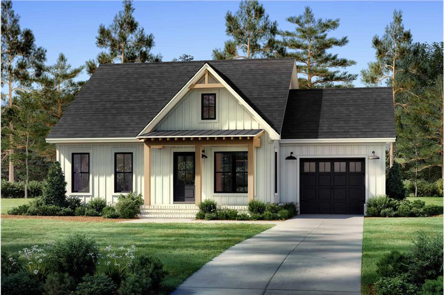 2-Bedroom, 996 Sq Ft Small House Plans - 142-1488 - Front Exterior