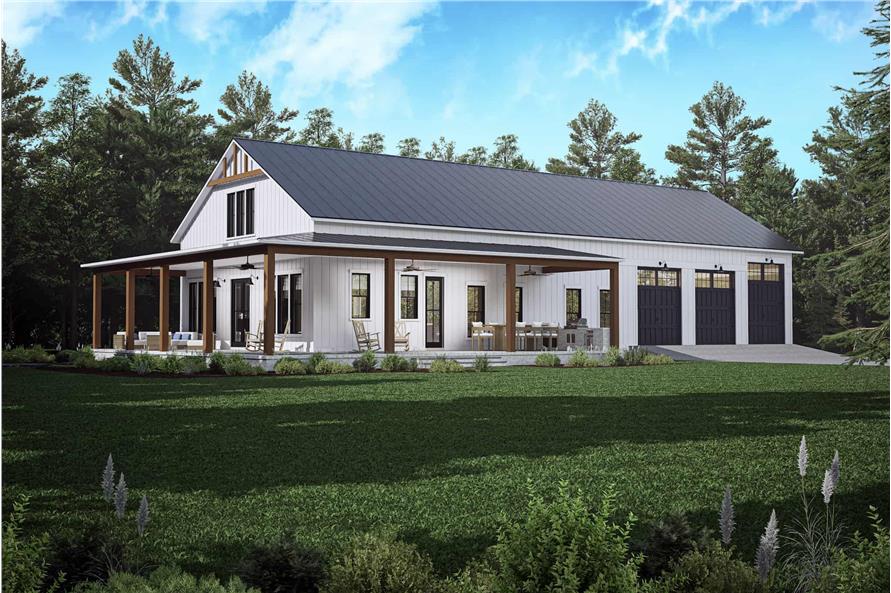 4-Bedroom, 2500 Sq Ft Barndominium House Plan - 142-1491 - Front Exterior