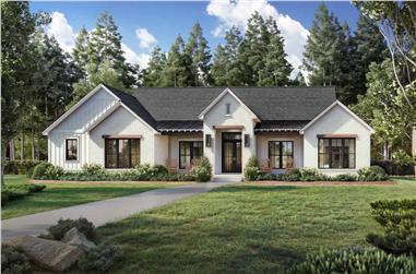 3-Bedroom, 2192 Sq Ft Transitional House Plan - 142-1501 - Front Exterior