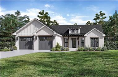 3-Bedroom, 1641 Sq Ft Transitional House Plan - 142-1508 - Front Exterior