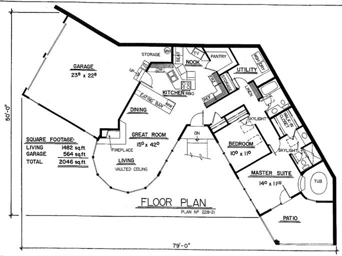 Ranch Floor Plan - 2 Bedrms, 2 Baths - 1482 Sq Ft - #145-1342