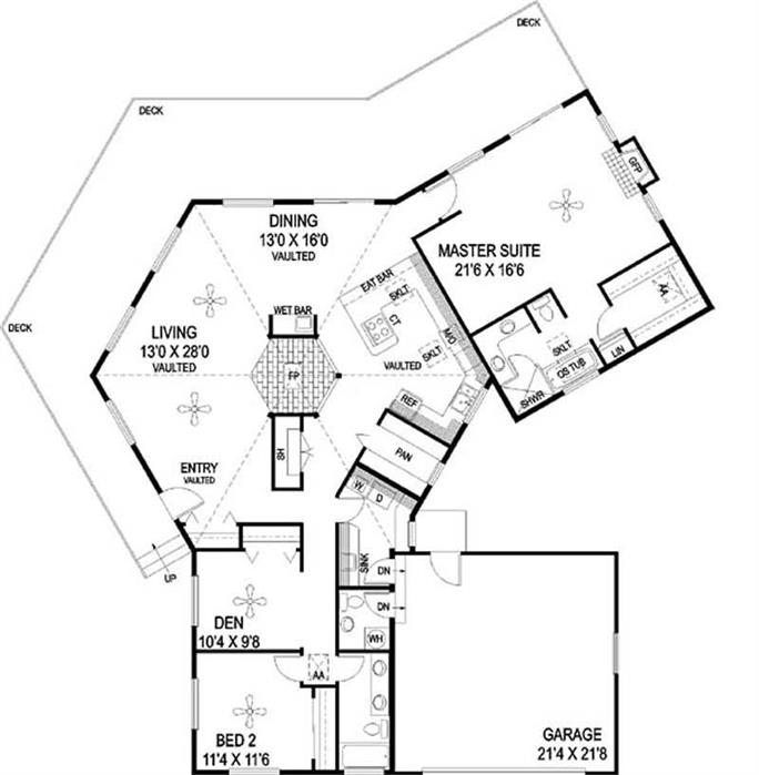 Contemporary Home Plan 2 Bedrms 2 5 Baths Baths 2024 Sq Ft 145 1434   Lr40548fp 684 