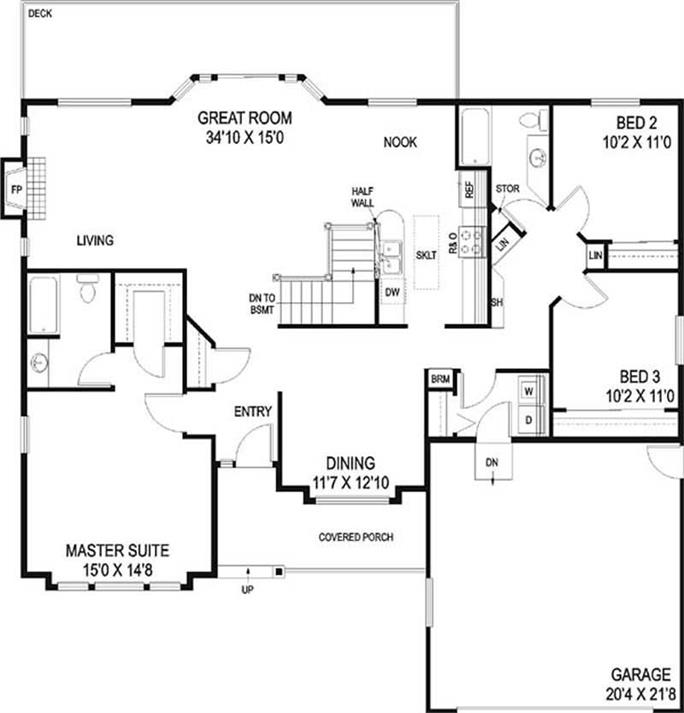 Ranch Floor Plan - 3 Bedrms, 2 Baths - 1777 Sq Ft - #145-1671