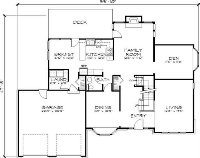 Colonial Home Plan - 4 Bedrms, 2.5 Baths - 2591 Sq Ft - #146-1054