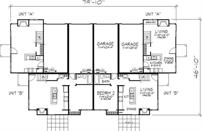 Four-Plex Plan - Bedrms, 6 Baths, 3212 Total Sq Ft - #146-1846