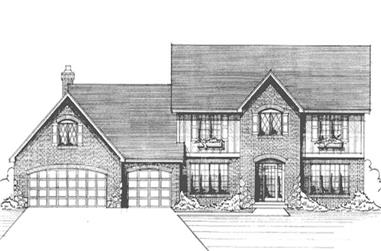 4-Bedroom, 2729 Sq Ft Colonial House Plan - 146-2082 - Front Exterior