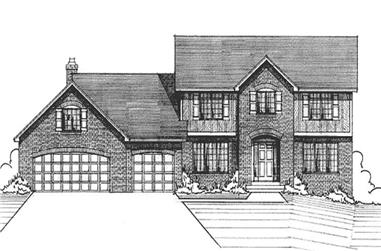 3-Bedroom, 2344 Sq Ft Colonial House Plan - 146-2568 - Front Exterior