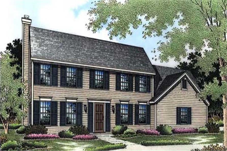 4-Bedroom, 2500 Sq Ft Colonial House Plan - 146-2607 - Front Exterior
