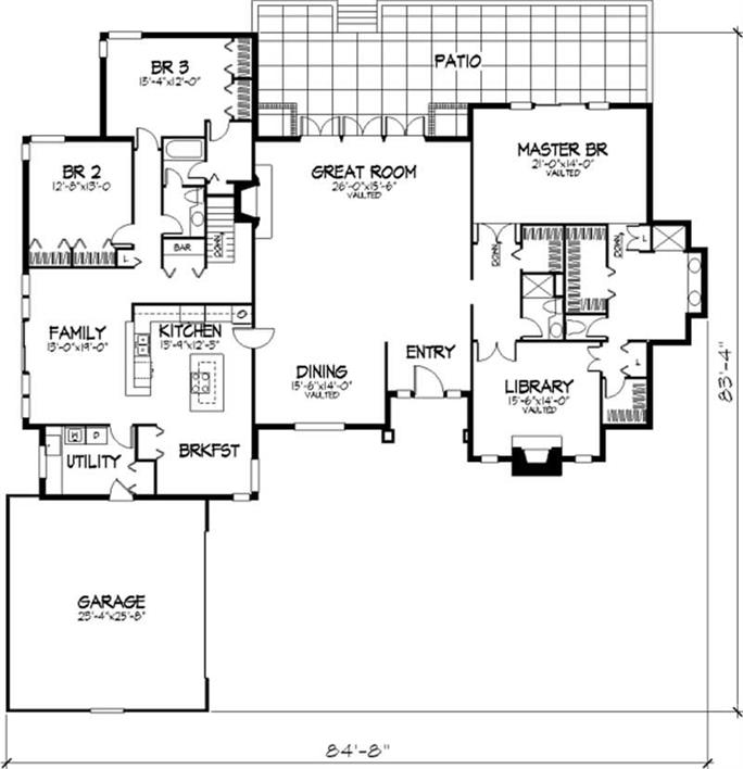 Ranch Floor Plan - 3 Bedrms, 2.5 Baths - 3412 Sq Ft - #146-2676